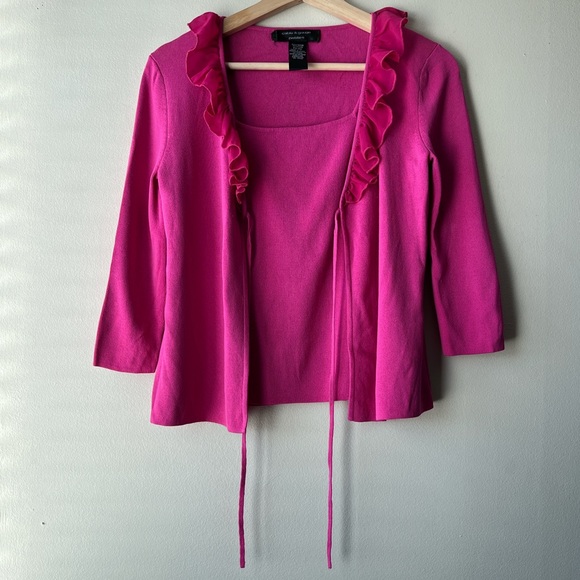 Pink Cable & Guage Tie Up Top - Picture 3 of 5